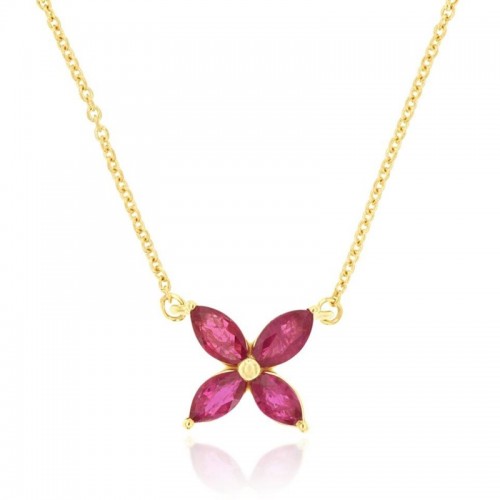 Ruby and Diamond Flower Necklace