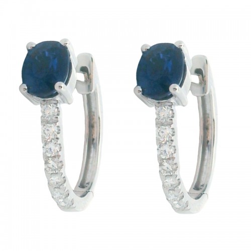 Blue Sapphire and Diamond Huggies