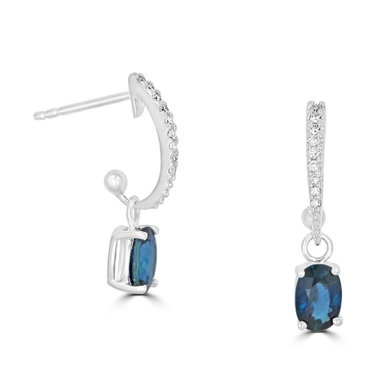 Blue Sapphire and Diamond Drop Earrings