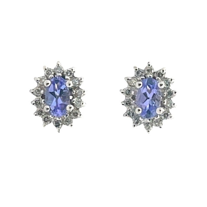 Tanzanite Studs with Diamond Halo