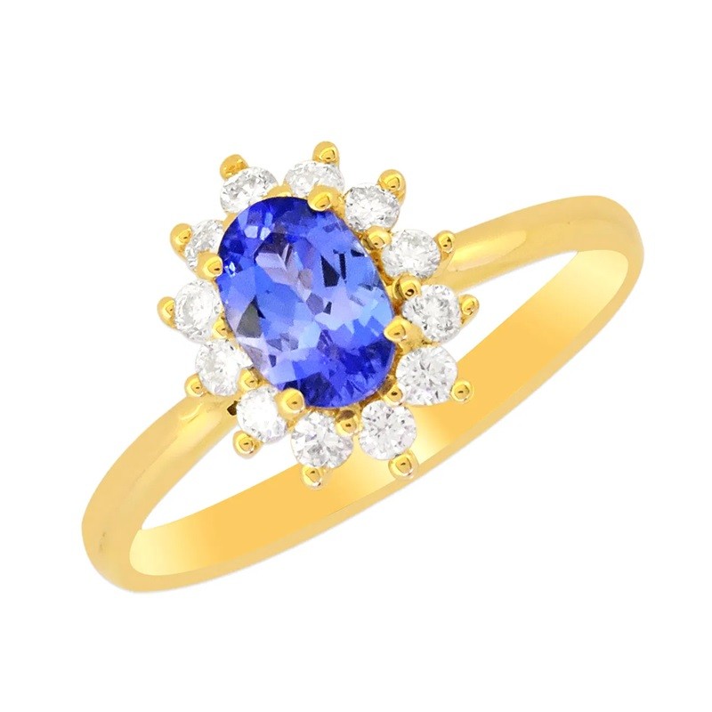 14Y Dainty Tanzanite and Diamond Ring