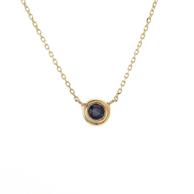 Blue Sapphire Bezel Necklace