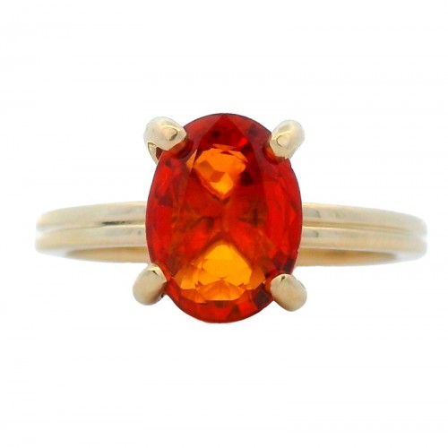 Orange Sapphire Spirit Ring with Hidden Halo