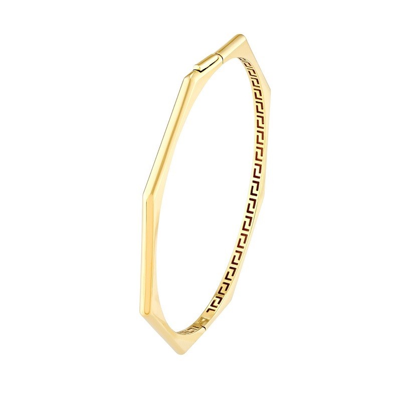 14K Yellow Gold Geometric Bangle Bracelet