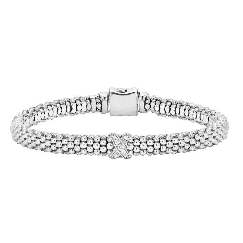 Lagos 6mm Single Station X Silver Diamond Bracelet