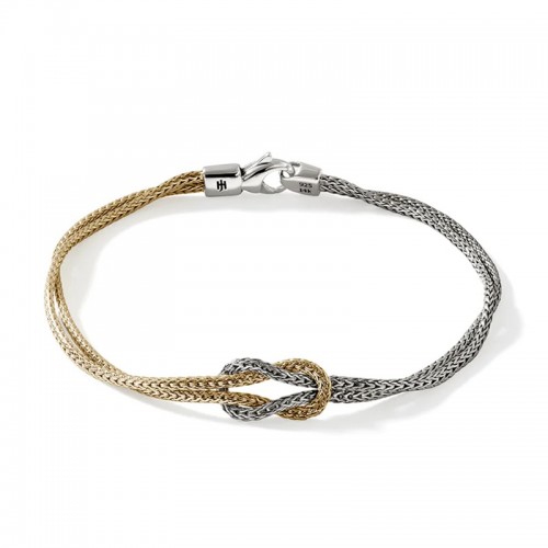 John Hardy 1.8mm Double Row Two-Tone Love Knot Bracelet