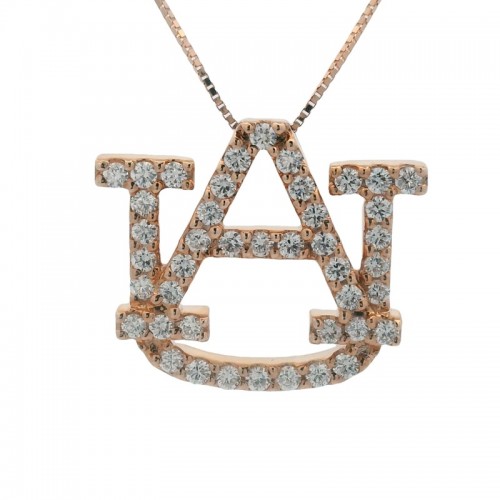 Large 14k Rose Gold Diamond AU Pendant