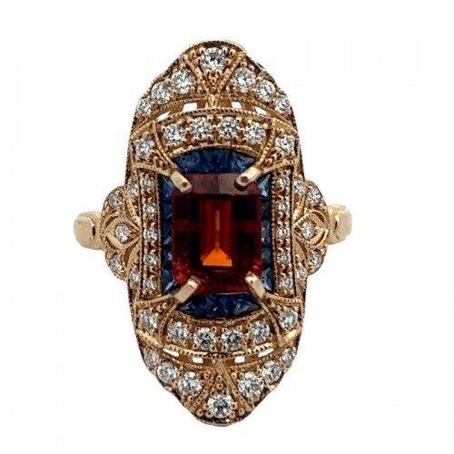 Vintage-Inspired Garnet and Sapphire Spirit Ring