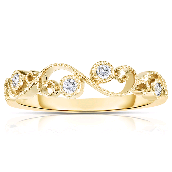 14K Yellow Gold Diamond Swirl Band