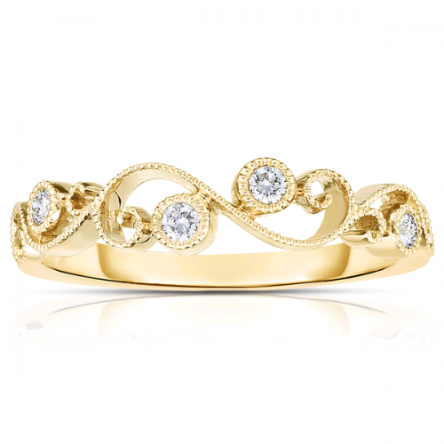 14K Yellow Gold Diamond Swirl Band