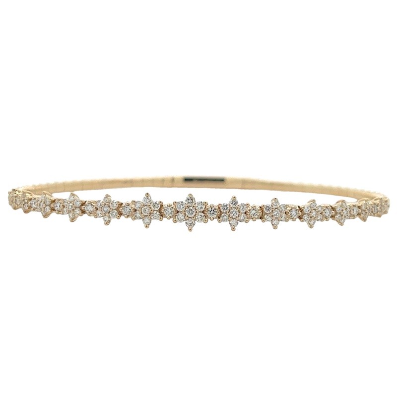 Diamond Flower Flexi Bangle in 14K Yellow Gold