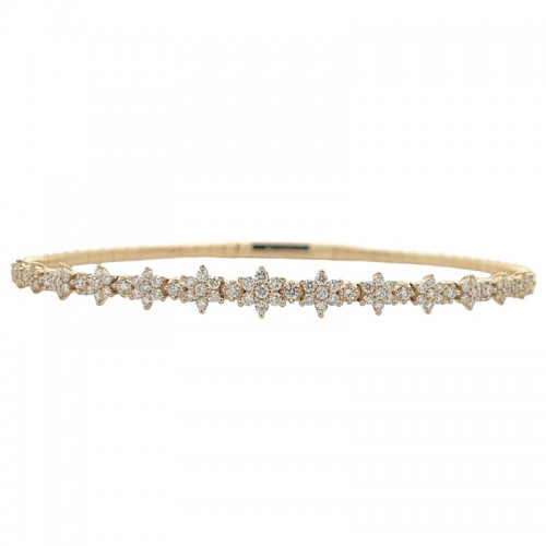 Diamond Flower Flexi Bangle in 14K Yellow Gold