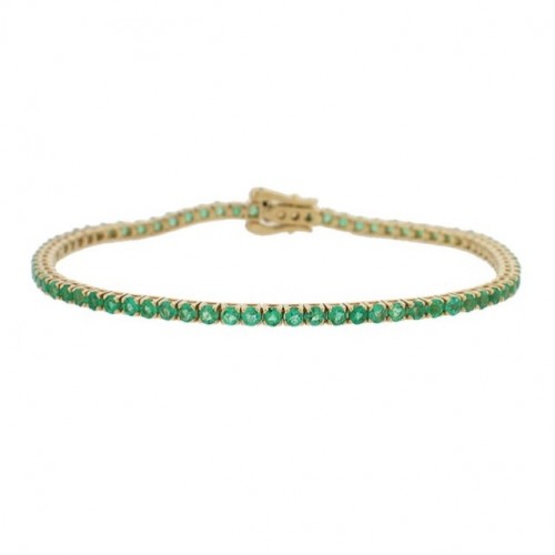 Emerald Tennis Bracelet in 14K Yellow Gold