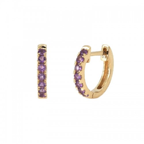 Amethyst Huggie Hoops