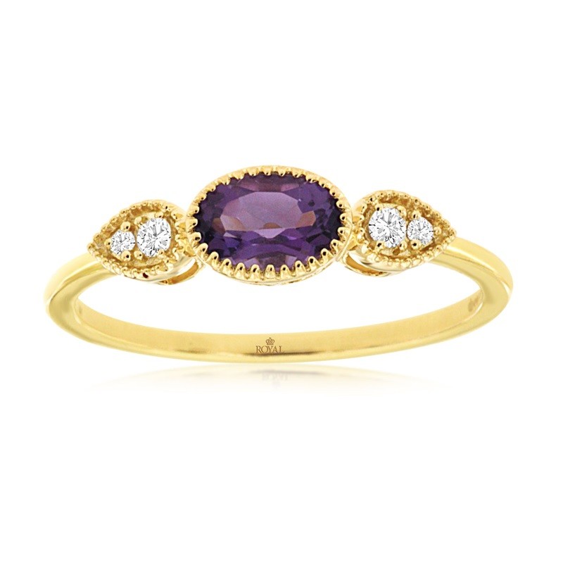 Oval Amethyst Ring with Diamonds