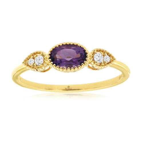 Oval Amethyst Ring with Diamonds