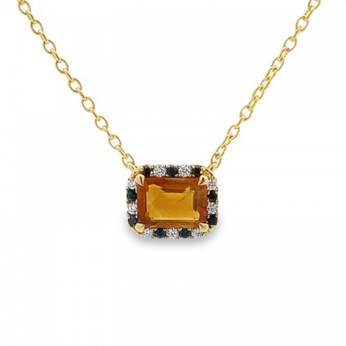 Citrine Spirit Pendant with Sapphire and Diamond Halo