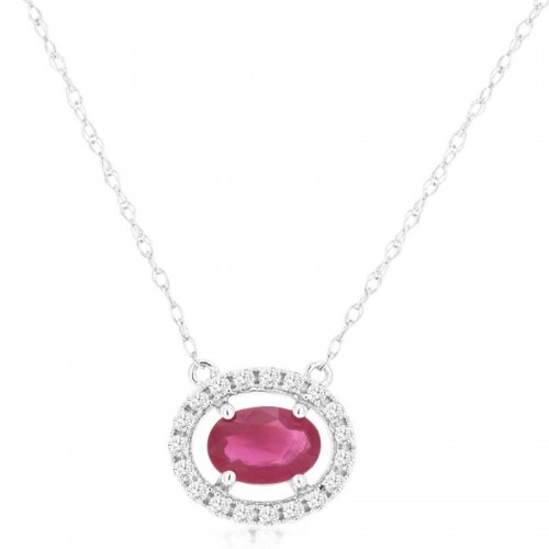 Oval Ruby and Diamond Necklace
