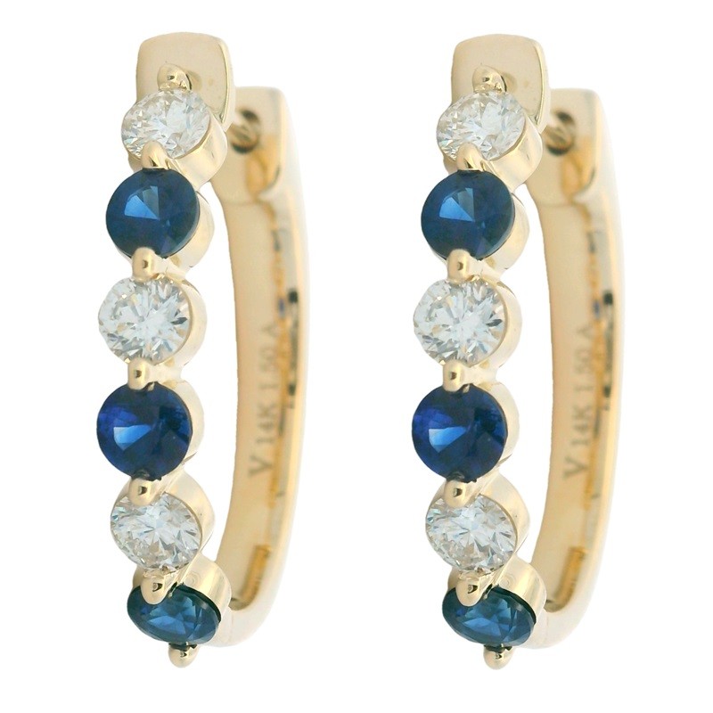 Sapphire and Diamond Oval Hoops