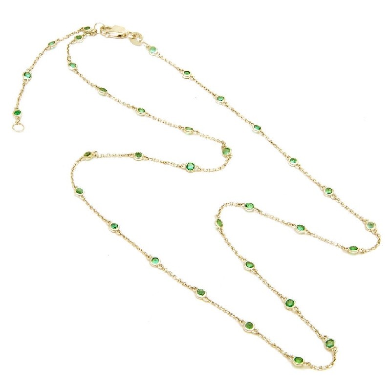 Emerald Bezel Station Necklace