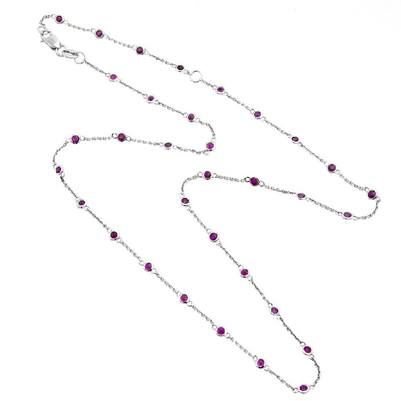 Ruby Bezel Station Necklace