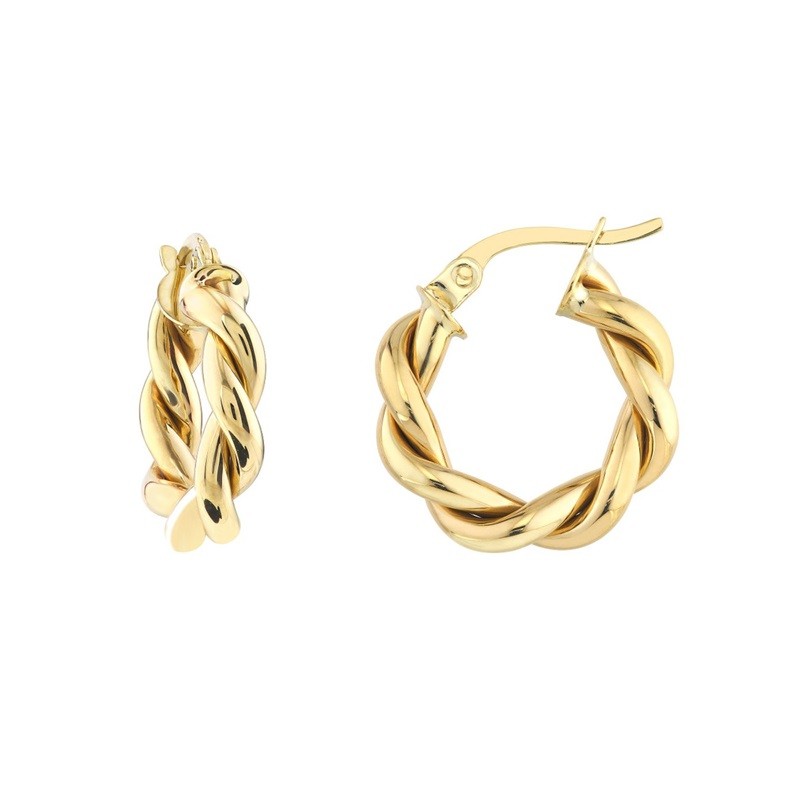 10mm Braided Tube Huggies in 10K Yellow Gold