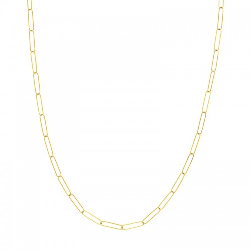 3.4mm Paper Clip Necklace in 14K Yellow Gold, 24 Inches