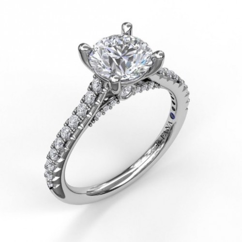 Fana Classic Diamond Engagement Ring with Beautiful Side Detail