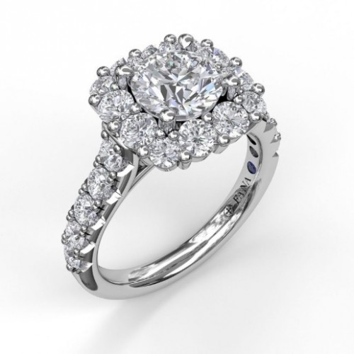 Fana Large Diamond Cushion Halo Engagement Ring