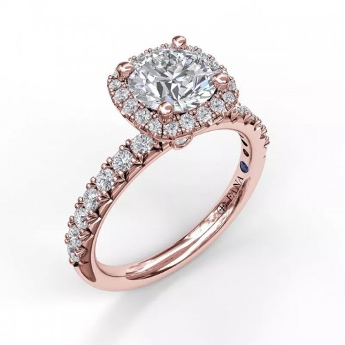 Fana Classic Diamond Halo Engagement Ring in Rose Gold