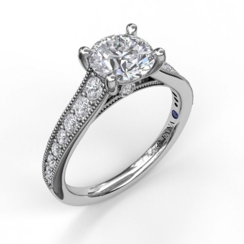 Fana Classic Diamond Engagement Ring with Detailed Milgrain Band