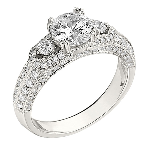 Engagement Ring featuring 84 Round Brilliant Diamonds with 0.60ctw in ...
