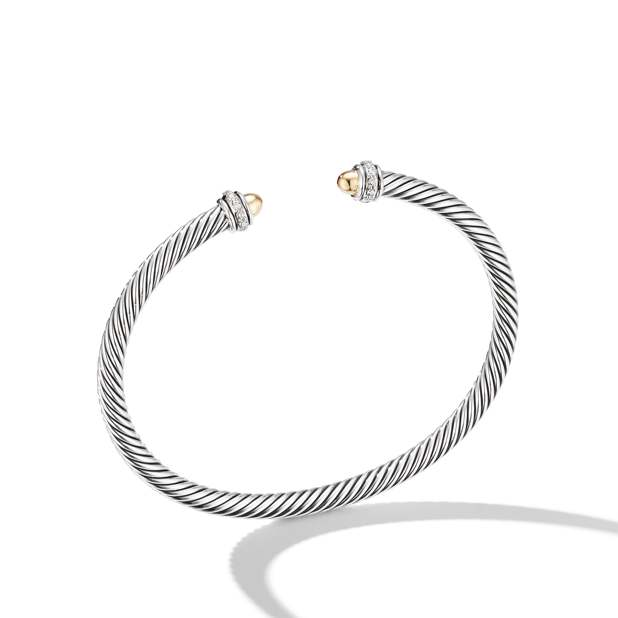 Cable Classic Bracelet with 18K Yellow Gold Domes and Diamonds ...