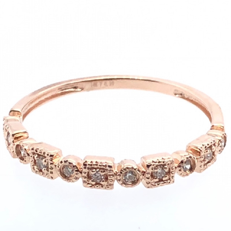 14K Rose Gold Square Stackable Ring - DBAND6557